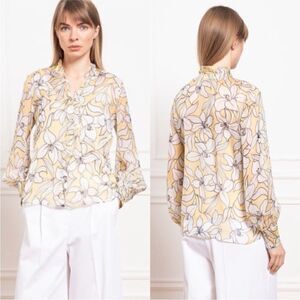MAXMARA NWT PROSIT YELLOW FLORAL PRINT
SILK BLOUSE SIZE 6